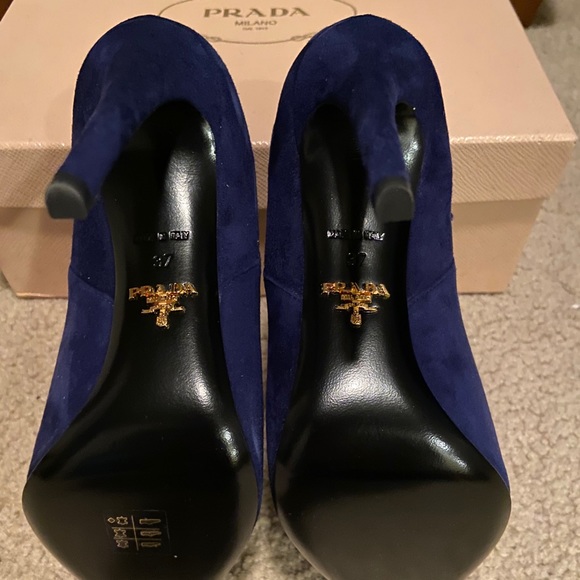 Prada - Navy Suede Booties - Picture 2 of 2